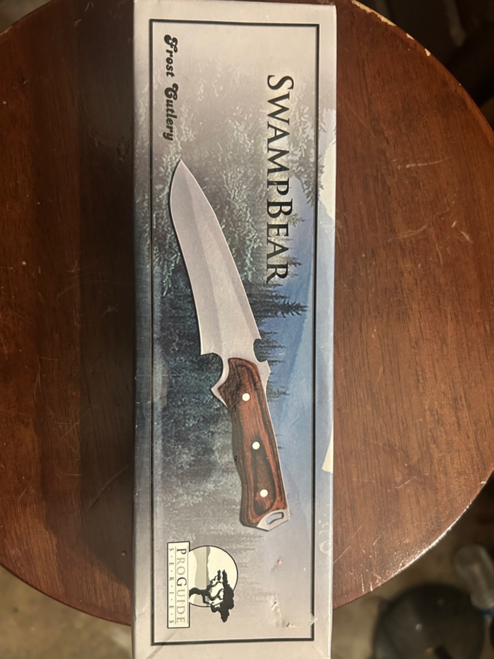 Swamp Bear Fixed Blade Knife with Brown Wood Handle -